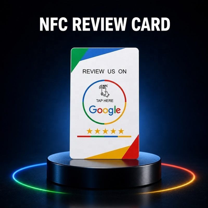 NFC Review Card on Stand Podium